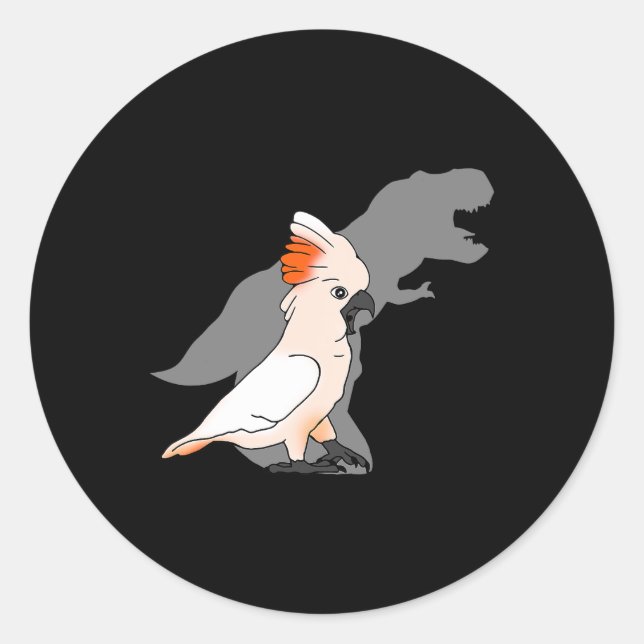 TRex Moluccan Cockatoo Shadow Dinosaur Bird Lover  Classic Round Sticker (Front)