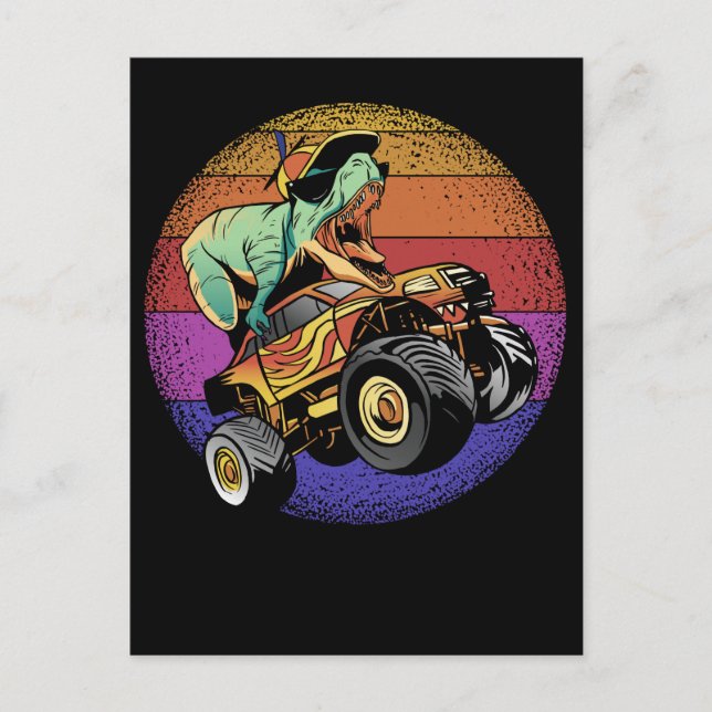Trex Monster Truck Boys Dinosaur Monster Trucks Postcard (Front)