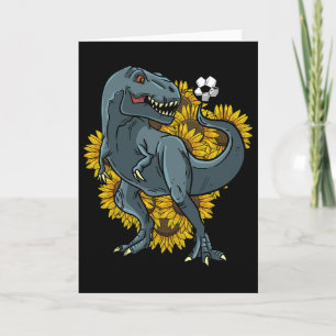 Trex Playing Soccer Sunflower Funny Footbyll Dinos Card