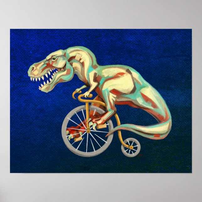 TRex Riding a Bicycle Poster (Front)