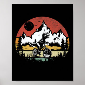 Trex Riding Bicycle Vintage Mountain Biking Dino T Poster