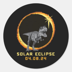 Trex Total Solar Eclipse 2024 April 8 Toddler Boys Classic Round Sticker