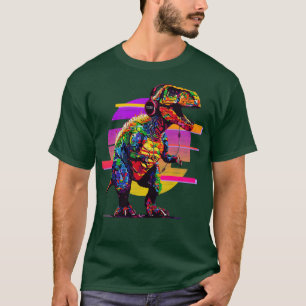 Trex with headphones retro art7 T-Shirt