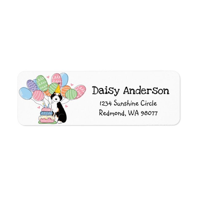 Tri Aussiedoodle Birthday Party Return Address (Front)
