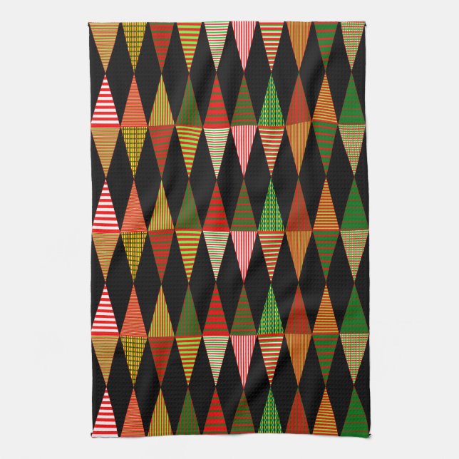 Tri Christmas Trees Tea Towel (Vertical)