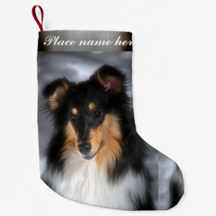 Tri Collie Christmas Small Christmas Stocking