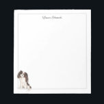 Tri Color Cavalier King Charles Spaniel Border Notepad<br><div class="desc">A personalized watercolor Tri Color Cavalier King Charles Spaniel dog notepad with tear off pages. This unique design makes a wonderful gift. Easily change the font style and color using the online template tools.</div>