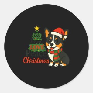 Tri Color Corgi Costume Pjs Joy Hope Love Peace Ch Classic Round Sticker