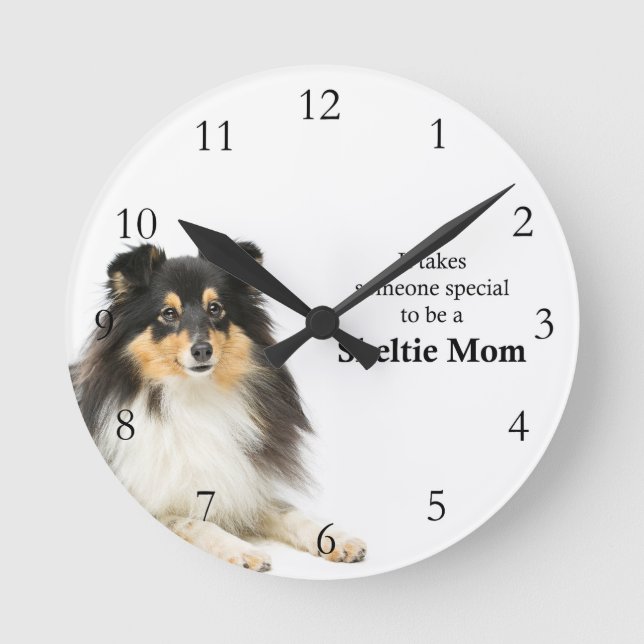 Tri-Color Sheltie Mom Clock (Front)