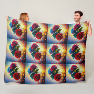 Tri Colored Roses On Autumns Day, Fleece Blanket