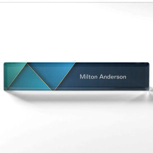 Tri-Colour Blue Acrylic Desk Name Plate