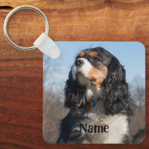 Tri Colour Cavalier King Charles Spaniel Dog Key Ring