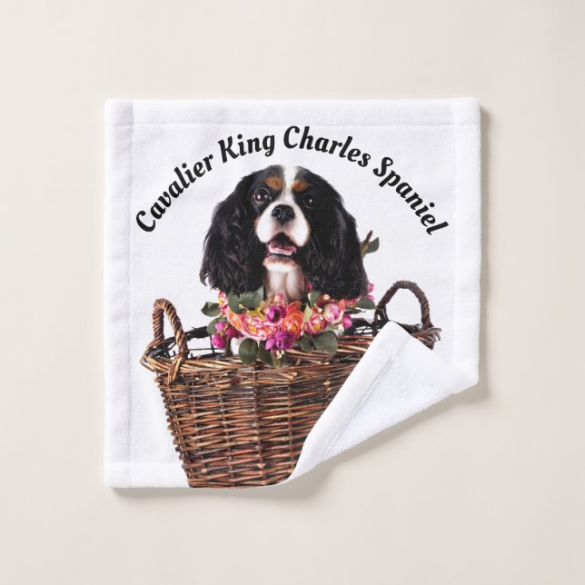 Tri Colour Cavalier King Charles Spaniel Dog Wash Cloth (Wash Cloth)