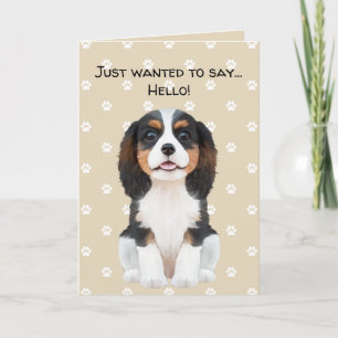 Tri-Colour Cavalier King Charles Spaniel Hello Car Card