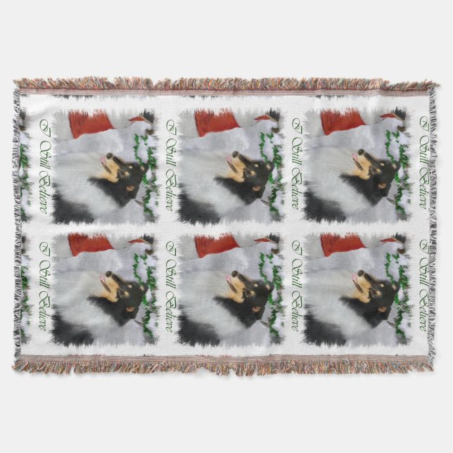Tri Colour Collie Christmas Throw Blanket (Front)