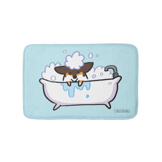 Tri-Colour Corgi Bath Mat (Front)