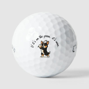 Tri-Colour Corgi 'If It's on the Green, It's Mine' Golf Balls