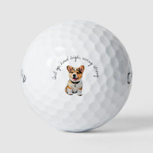 Tri-Colour Corgi 'Tail Up, Head High, Swing Strong Golf Balls