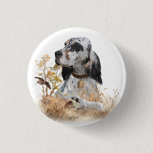 Tri Colour English Setter Art, woodcock Hunting 3 Cm Round Badge