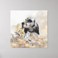 Tri Colour English Setter Art, woodcock Hunting