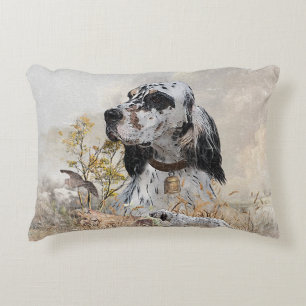 Tri Colour English Setter Art, woodcock Hunting Decorative Cushion