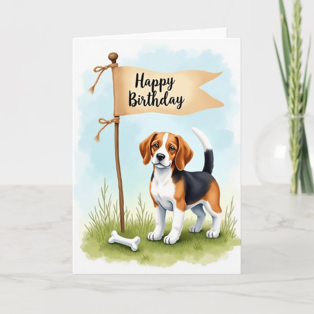 Tri Colour Hound Birthday Card (Front)