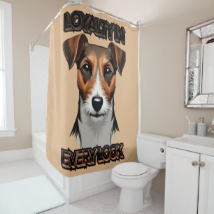 Tri-Colour Jack Russell Digital Art Shower Curtain
