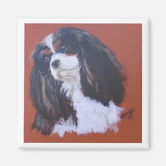 Tri-colour King Charles Cavalier Magnet (Front)