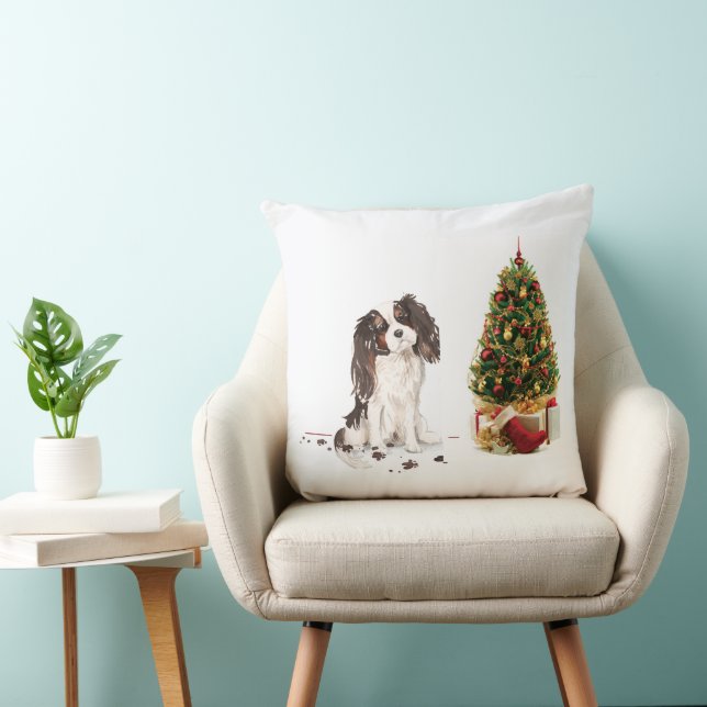 Tri-Colour King Charles Spaniel Funny Christmas Do Cushion (Chair)