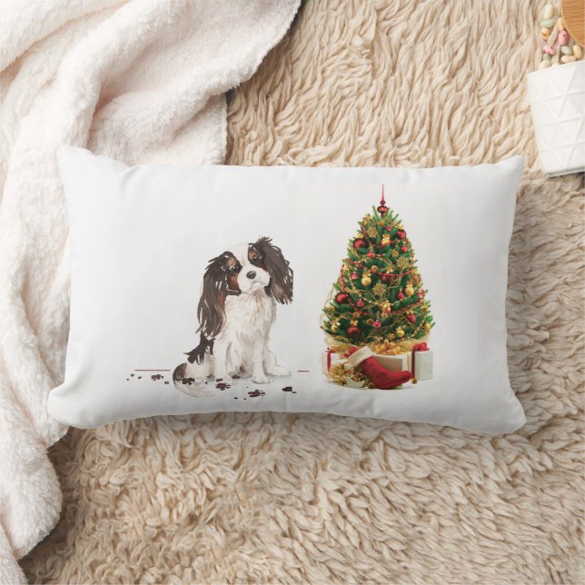 Tri-Colour King Charles Spaniel Funny Christmas Do Lumbar Cushion (Blanket)