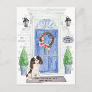 Tri Colour King Charles Spaniel Moving Announcemen Postcard