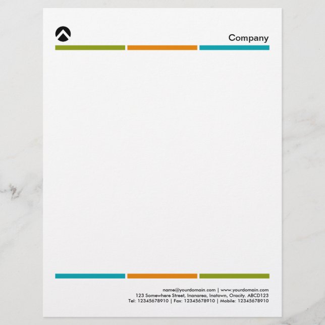 Tri-Colour Lines 01a Custom Letterhead (Front)