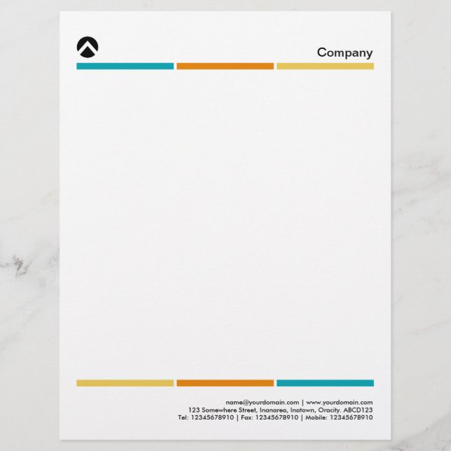 Tri-Colour Lines 02a Custom Letterhead (Front)
