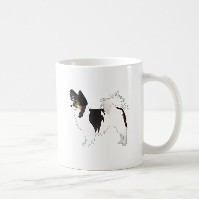 Tri-colour Papillon Toy Dog Breed Illustration Coffee Mug (Right)