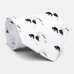 Tri-colour Papillon Toy Dog Breed Illustration Tie