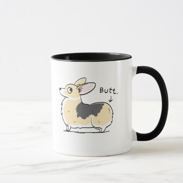 Tri-Colour Pembroke Corgi Butt Mug (Right)
