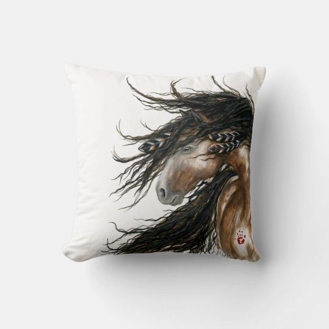 Tri Colour Pinto Mustang by BiHrLe Pillow (Front)