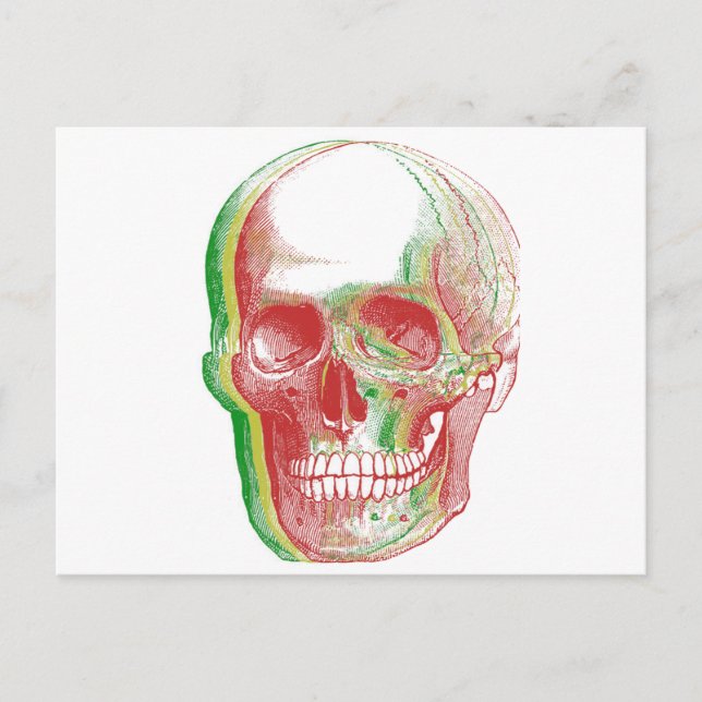 Tri-colour Rasta Skull Postcard (Front)