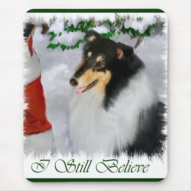 Tri-Colour Rough Collie Christmas Gifts Mouse Pad (Front)