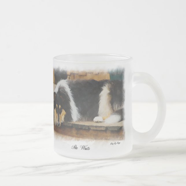 Tri Colour Rough Collie Gifts Art, Tri Colour Rou. Frosted Glass Coffee Mug (Right)