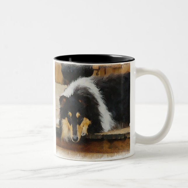 Tri-Colour Rough Collie Gifts Two-Tone Coffee Mug (Right)