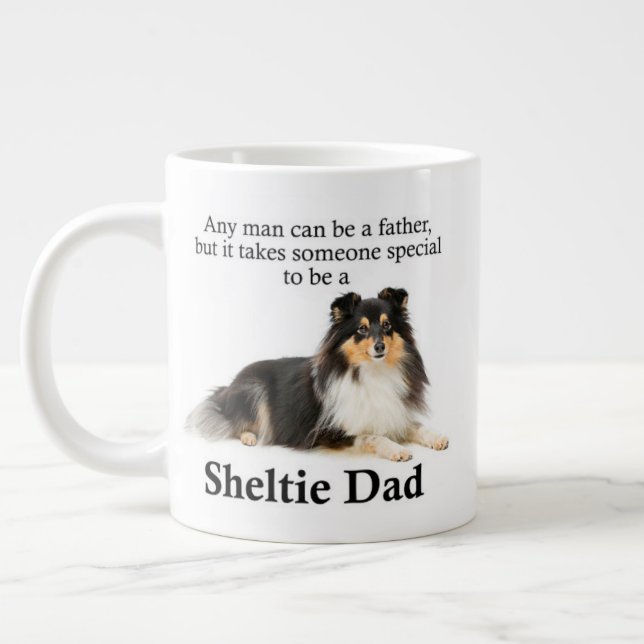 Tri-Colour Sheltie Dad Jumbo Mug (Left)