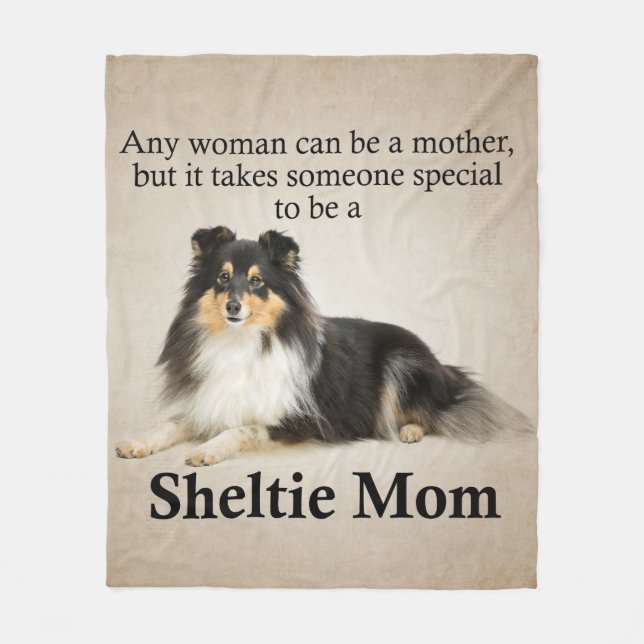 Tri-Colour Sheltie Mum Fleece Blanket (Front)