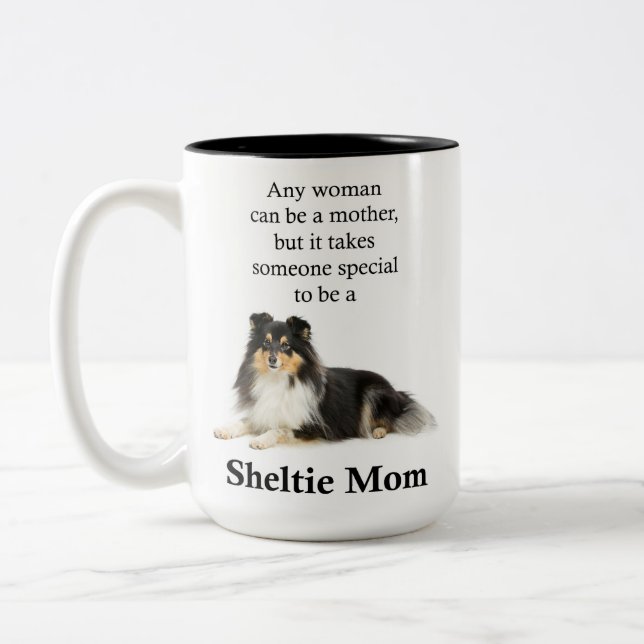 Tri-Colour Sheltie Mum Mug (Left)