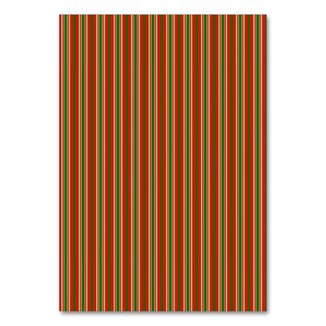 Tri-Colour Stripes in Christmas Red, Green & Gold Table Number (Front)