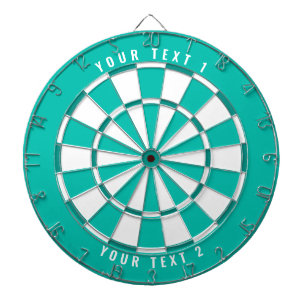 Tri-Colour Teal & White   Custom Text Dartboard