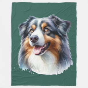 Tri-Coloured Australian Shepherd Dog Fleece Blanket