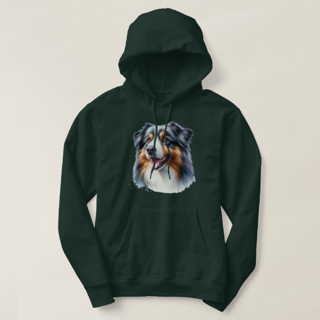 Tri-Coloured Australian Shepherd Dog Hoodie (Design Front)