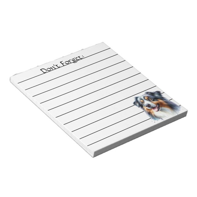 Tri-Coloured Australian Shepherd Dog Notepad (Angled)