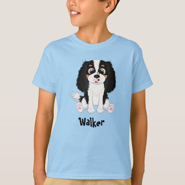 Tri-Coloured Cavalier King Charles Spaniel  T-Shirt (Front)